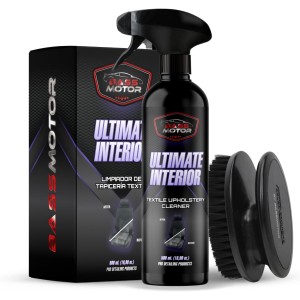 BassMotor Cleaner for Textile Upholstery of Car Seats and Floor Mats, Interior Cleaner for Car Fabric with Included Brush Set, Easy to Use, Fresh Fragrance - Ultimate Interior 500 ml + Brush