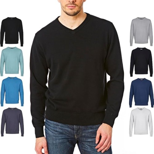 Castle Point Mens 100% Cotton Crew Neck V Neck Sweater