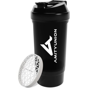 FYRA Protein Shaker 700 ml with Container - Powder Compartment - Protein Shaker, BPA-Free with Strainer and Scale for Whey and BCCA Shakes, Gym Fitness Cup for Isolate and Diet Sports Concentrates