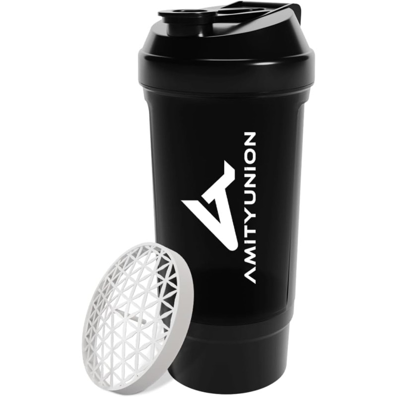 FYRA Protein Shaker 700 ml with Container - Powder Compartment - Protein Shaker, BPA-Free with Strainer and Scale for Whey and BCCA Shakes, Gym Fitness Cup for Isolate and Diet Sports Concentrates