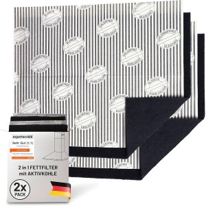 FilterBase® Activated Carbon Filter Cooker Hood | Pack of 2 | Flat Grease Filter + Carbon Filter for Cooker Hood | Activated Carbon Filter Mat Can Be Cut to Size 57 x 47 cm
