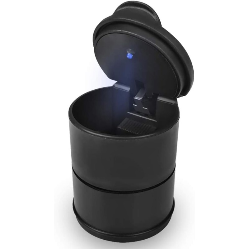 Car LED Ashtray with Lid and LED Light for Cup Holder, Car Ashtray, Portable Cylinder Travel Ashtray with Blue LED Light Indicator for Car, Vehicle, Truck