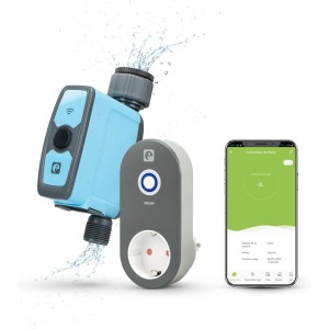 Garza - Wifi Automatic Watering Controller with Additional Smart Hub Plug, Watering Control for Outdoor Use, WiFi 2.4 GHz, Remote Control via App.