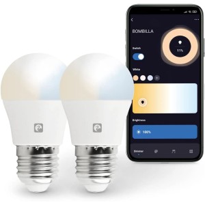 Garza Smart LED Light Bulb, 2 Pack Spherical WiFi 5.5W (40W Incandescent Equivalent) E27 CCT Dimmable Programmable Voice App Control Alexa/Google WiFi 2.4GHz