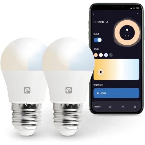 Garza Smart LED Light Bulb, 2 Pack Spherical WiFi 5.5W (40W Incandescent Equivalent) E27 CCT Dimmable Programmable Voice App Control Alexa/Google WiFi 2.4GHz