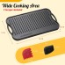 OVERMONT Cast Iron Grill Plate Cast Iron Double-Sided Grill with Handles 43.2 x 24.9 cm for BBQ Oven Cooker Charcoal Grill Gas Grill