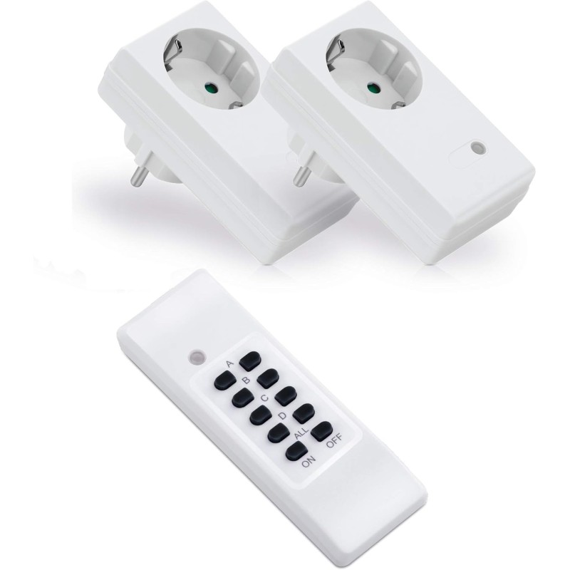 conecto Remote Control Socket Set (2 x Radio Sockets, 1 x Remote Control), Indoor, White
