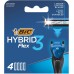 BIC Germany Razor Blades for Men Razor Hybrid 3 Flex Pack of 4 Refill Pack for Wet Razor with 3 Titanium Blades Pack of 4