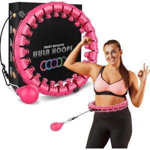 K-MART Smart Hula Ring Hoops, Weighted Hula Circle 24, Removable Fitness Ring with 360 Degree Auto Spinning Ball, Gymnastics, Massage, Fitness for Adults for Weight Loss