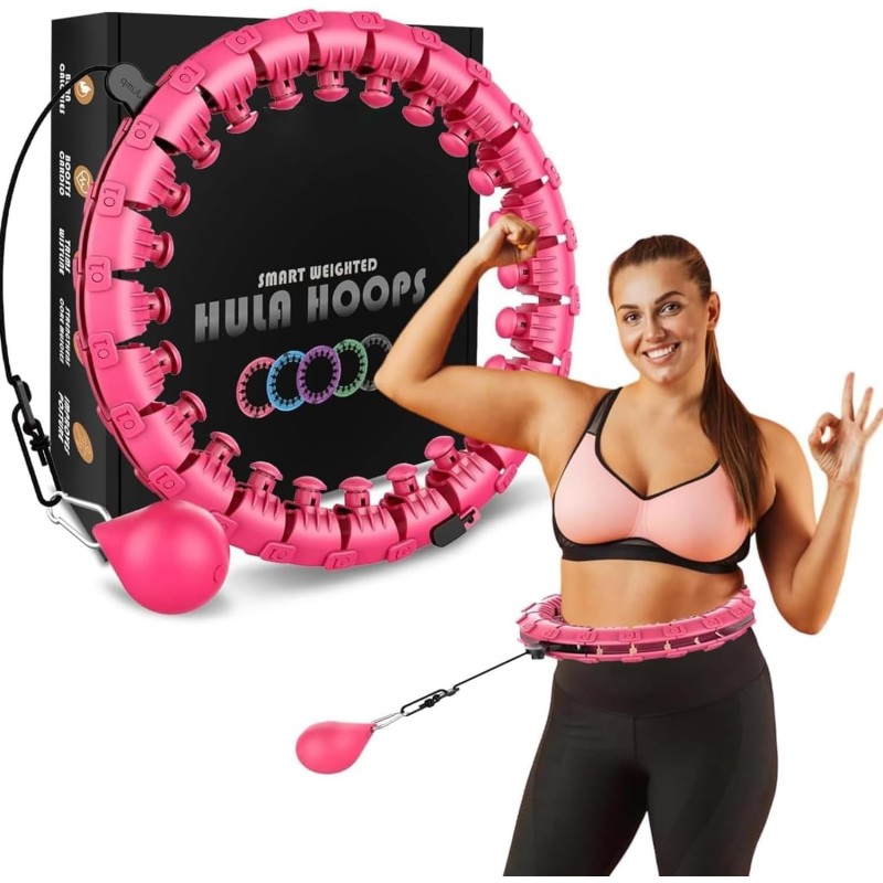 K-MART Smart Hula Ring Hoops, Weighted Hula Circle 24, Removable Fitness Ring with 360 Degree Auto Spinning Ball, Gymnastics, Massage, Fitness for Adults for Weight Loss