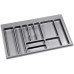 Emuca - Cutlery Organiser, Drawer Organiser for Kitchen, Cutlery Tray, 10 Compartments, Module 90 cm, Plastic, Grey
