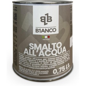B1anco Weißer Lack auf Wasserbasis für innen und außen, geruchsneutral, perfekt auf Holz, Eisen, Aluminium und PVC, 0,75 l