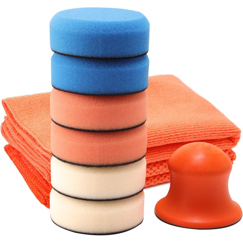 Polishing Sponge, SPTA Sponge Set, Handmade Sponge Set, Polishing Pads, Including Three Hardness Sponges and Microfibre Removal Cloth