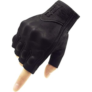 Harssidanzar GM037EU Men's Full Finger Goatskin Leather Touchscreen Motorcycle Fingerless Gloves