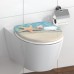 SCHÜTTE Beach Toilet Seat with Soft-Close Mechanism Made of Duroplast, High-Quality Toilet Lid with 175 kg Load Capacity, Toilet Seat with Glasses, Toilet Lid for Toilet, Toilet Seat with Motif