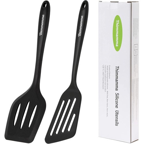 Spatula, Heat-Resistant Plastic Spatula, Kitchen Utensil Set, Dishwasher Safe Non-Stick Turner Cookware, Black Spatula for Cooking, Baking, Flip, 34 cm