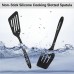 Spatula, Heat-Resistant Plastic Spatula, Kitchen Utensil Set, Dishwasher Safe Non-Stick Turner Cookware, Black Spatula for Cooking, Baking, Flip, 34 cm