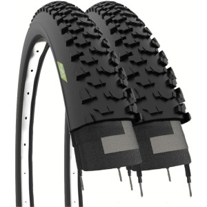Ecovelò Unisex - Adult 2 MTB Tyres, 24 x 1.95 (50-507), Black, One Size