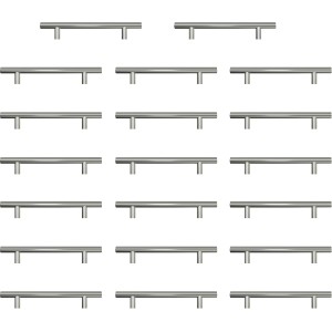AwmnSrman Handles for Kitchen Cabinets Cabinet Handles Silver 128 mm Pack of 20 Stainless Steel Holes Installation Silver Holes Installation