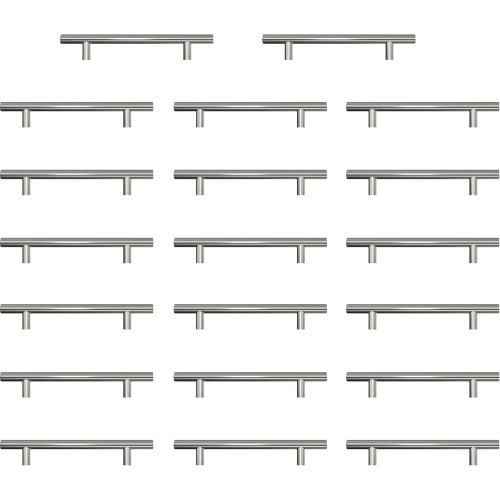 AwmnSrman Handles for Kitchen Cabinets Cabinet Handles Silver 128 mm Pack of 20 Stainless Steel Holes Installation Silver Holes Installation