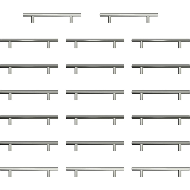 AwmnSrman Handles for Kitchen Cabinets Cabinet Handles Silver 128 mm Pack of 20 Stainless Steel Holes Installation Silver Holes Installation