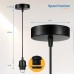 Linkind Lamp Suspension E27 with Screw Ring, 100 cm Textile Cable Height Adjustable, Lampshade Freely Selectable Pendant Light with E27 Socket, Lamp Holder Ideal for Ceiling Light Living Room, Black