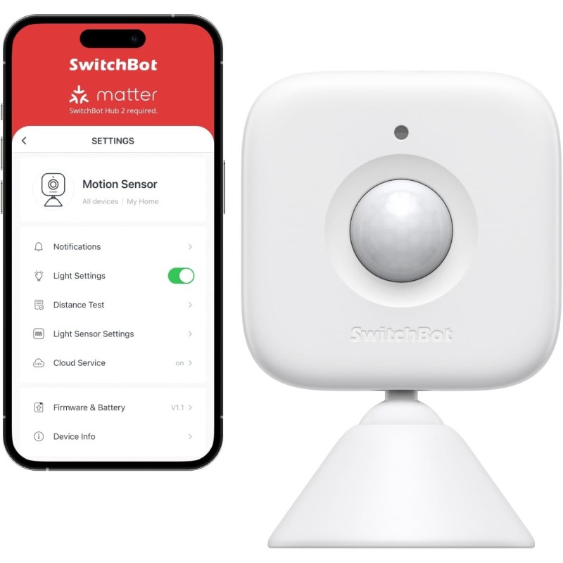 SwitchBot Smart Motion Sensor - Motion Sensor with Alarm, Wireless Home Security System, Add SwitchBot Hub to Make it Alexa Compatible