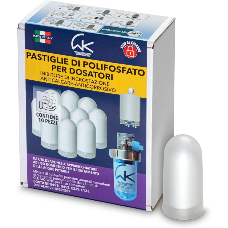 WK Pack of 10 High Concentrated Polyphosphate Refill Tablets Made in Italy