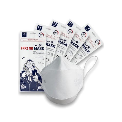 bon® FFP2 Premium 3D филтърни маски, сертифицирани по CE, произведени в Корея, индивидуално запечатани и опаковани (FFP2, KF94, опаковка от 10 броя)