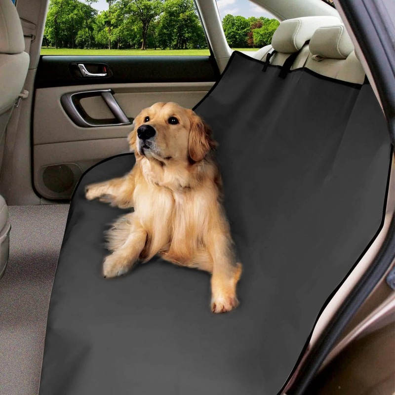 URAQT Universal Car Boot Protector, 600D Oxford Waterproof Boot Blanket, Dog Blanket, Car Seat Covers for Dogs, Car Rear Seat, Comes with 4 Headrest Straps 145 cm x 125 cm