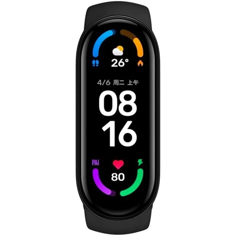 Xiaomi Mi Smart Band 6 Smart Bracelet - 1,56-инчов екран, тест за кислород в кръвта, 30 спортни режима, проследяване на активността, пулсомер, водоустойчивост до 50 м, Bluetooth