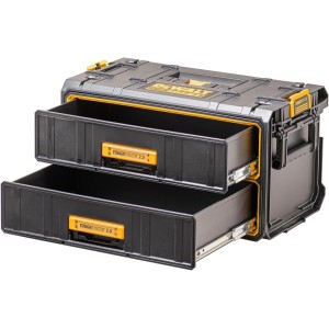 Dewalt Toughsystem DWST83529-1 2.0 Drawer Unit with Two Deep Drawers, Ball Bearing Rails, Label Holder, Load Capacity 10 kg per Drawer, Compatible with Other Toughsystem Boxes