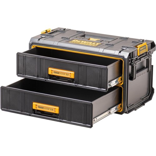 Dewalt Toughsystem DWST83529-1 2.0 Drawer Unit with Two Deep Drawers, Ball Bearing Rails, Label Holder, Load Capacity 10 kg per Drawer, Compatible with Other Toughsystem Boxes
