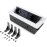 Emuca - Table Power Strip, 2 EU Plugs + 1 USB Tipo A + 1 USB Tipo C, 265 x 120 mm, Steel and Aluminium, White