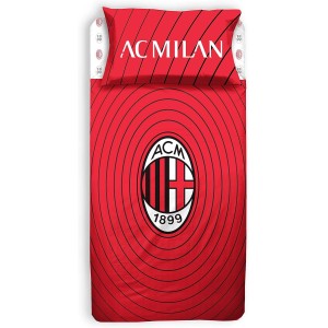 AC Milan Red and Black 100% Cotton Single Duvet Cover Set