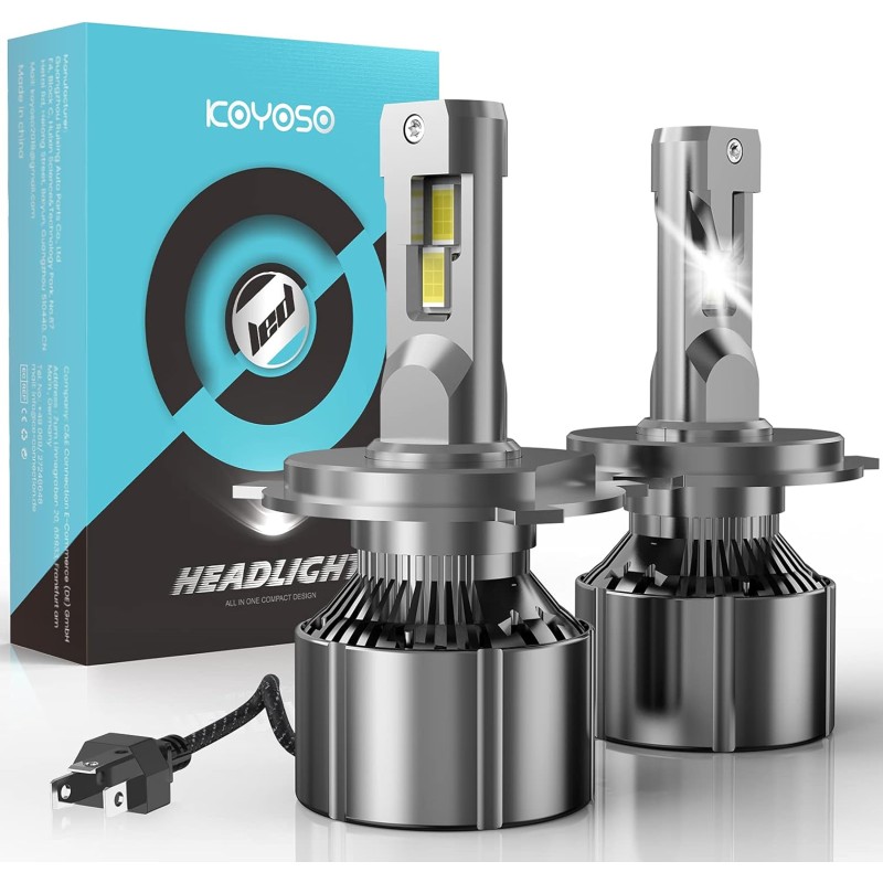 KOYOSO H4 LED Bulbs 110 W 19000 LM 6500 K White for 12 V Car