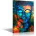 TISHIRON Wall Decor, Colorful Abstract Buddha Head Wall Art Zen Poster Modern Home Decor Living Room Study Bedroom Canvas Prints Painting Decoration 24x16 inch
