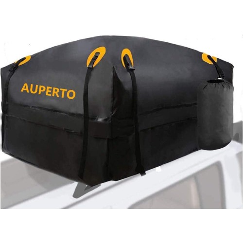 Car Roof Box, 425L Foldable Roof Bag, Waterproof Roof Box, 15 Cubic Feet Car Roof Box, Storage Box for Travel and Luggage Transport, Cars, SUVs, Black