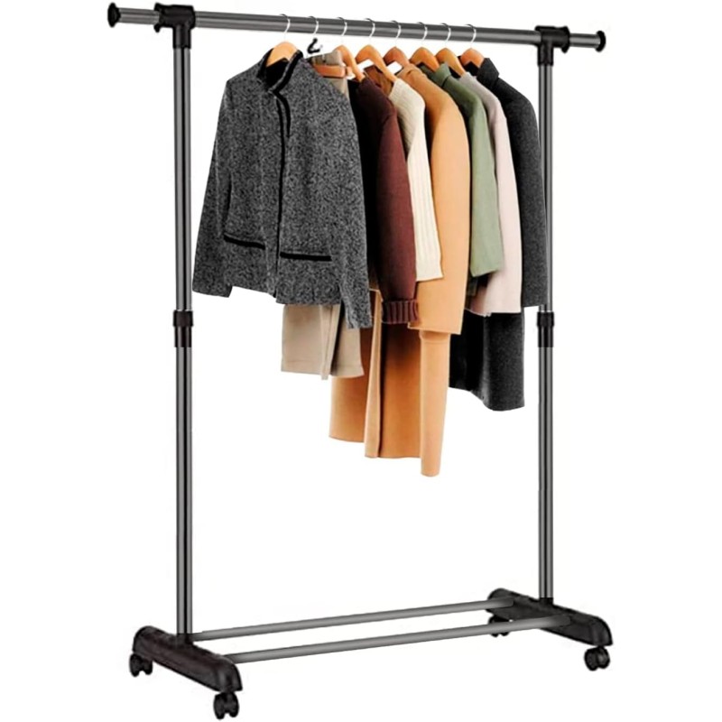 edihome, Heavy Duty Metal Portable Clothes Rack Clothes Rack Wardrobe Clothes Rack with Wheels