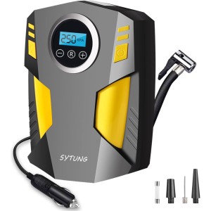 SYTUNG Compressor 12 V, portable air compressor, car tyre pump for car tyres and other inflatable products