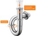Ibergrif M20506 Stainless Steel Siphon Sink 1 1/4 Inch x 32 mm - Universal Syphon Drain Fitting, Pipe Siphon with Odour Trap & Anti-Clogging Tool-free Assembly