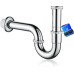 Ibergrif M20506 Stainless Steel Siphon Sink 1 1/4 Inch x 32 mm - Universal Syphon Drain Fitting, Pipe Siphon with Odour Trap & Anti-Clogging Tool-free Assembly