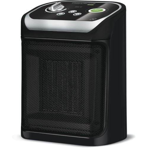Rowenta Mini Excel Eco Safe Fan Heater, 2 Power Levels, Compact, Quiet, Energy Saving Function, 1000-2000 Watt, 50 dB(A), Washable Filter, Automatic Shut-Off, Black, SO9266