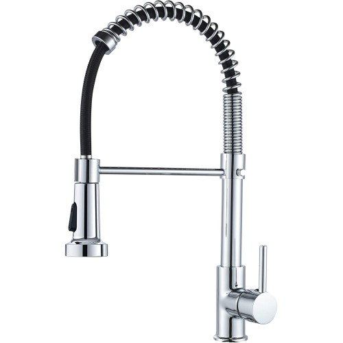 Kitchen Tap with Pull-Out Sprayer, 360° Swivel Water Sink Taps, Spring Tap Kitchen with Pull Down Sprayer Shower (Chrome)