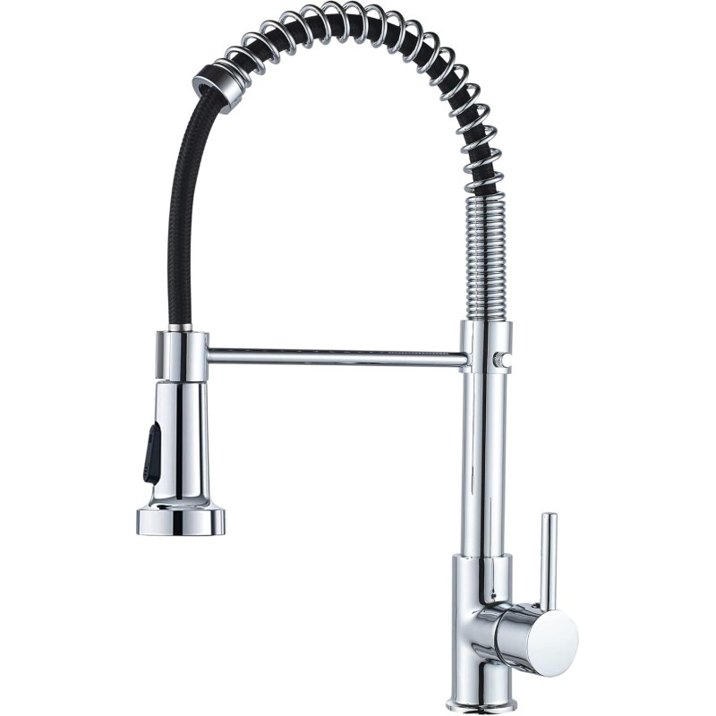 Kitchen Tap with Pull-Out Sprayer, 360° Swivel Water Sink Taps, Spring Tap Kitchen with Pull Down Sprayer Shower (Chrome)