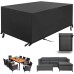 Aipwerer Покривало за градински мебели, водоустойчиво, брезент за градински мебели, зимоустойчиво, 420D защитно покривало за градинска маса, градински мебели, маса, правоъгълно (черно, 270 x 180 x 89 cm, 420D)