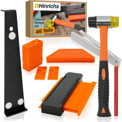 Hinrichs Laminate Laying Set - 46-Piece Complete Set - Floor Installation Tool - Parquet, Vinyl Floor, Laminate Flooring - Laminate Tool Vinyl Laying - Flooring Accessories - Laminate Laying