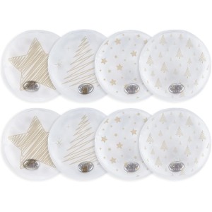 Sweelov Pocket Warmers Hand Warmers 10 cm кръгли преносими многократно използваеми джобни нагревателни подложки за пътуване Зимен подарък от Тайния Дядо Коледа Звезда / Коледна елха модел Пакет от 8