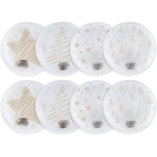 Sweelov Pocket Warmers Hand Warmers 10 cm кръгли преносими многократно използваеми джобни нагревателни подложки за пътуване Зимен подарък от Тайния Дядо Коледа Звезда / Коледна елха модел Пакет от 8