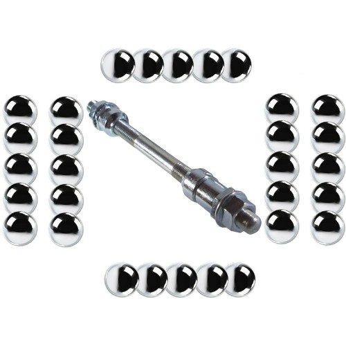 cyclingcolors Bicycle Axle Front Wheel 5/16 Inch x 135 mm + 30 x Balls 4.76 mm 3/16 Inch Silver Solid Hubs MTB Road Bike
